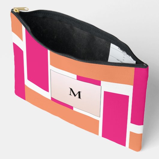 Chic Monogram Vrouwelijk Streeppatroon Etui (Open)