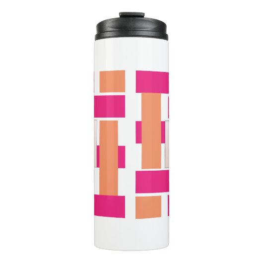 Chic Monogram Vrouwelijk Streeppatroon Thermosbeker (Voorkant)