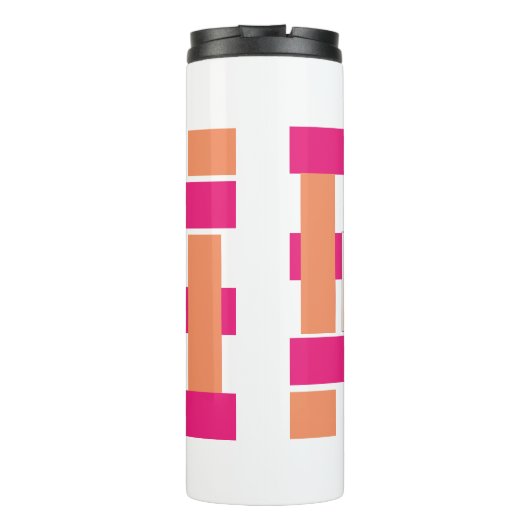 Chic Monogram Vrouwelijk Streeppatroon Thermosbeker (Achterkant)