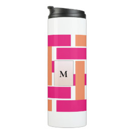 Chic Monogram Vrouwelijk Streeppatroon Thermosbeker