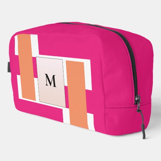 Chic Monogram Vrouwelijk Streeppatroon Toilettasje (Rechterhoek)