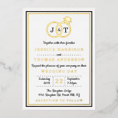 Chic Monogram Weddenrennen Real Folie Uitnodiging (Voorkant)