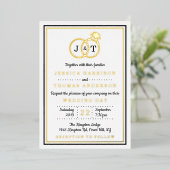 Chic Monogram Weddenrennen Real Folie Uitnodiging (Staand Voorkant)
