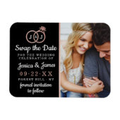 Chic Monogram Weddenrings sparen of ruilt de datum Magneet (Horizontaal)