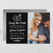 Chic Monogram Weddenrings sparen of ruilt de datum Save The Date (Voorkant / Achterkant)
