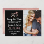 Chic Monogram Weddenrings sparen of ruilt de datum Save The Date (Voorkant / Achterkant)