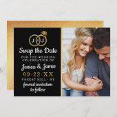 Chic Monogram Weddenrings sparen of ruilt de datum Save The Date (Voorkant / Achterkant)
