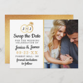 Chic Monogram Weddenrings sparen of ruilt de datum Save The Date (Voorkant / Achterkant)