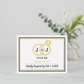 Chic Monogram Weddenschappen RSVP Real Folie Uitnodiging Briefkaart (Staand Voorkant)