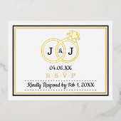 Chic Monogram Weddenschappen RSVP Real Folie Uitnodiging Briefkaart (Voorkant)