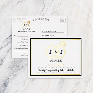 Chic Monogram Weddenschappen RSVP Real Folie Uitnodiging Briefkaart