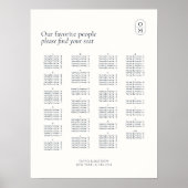 Chic Monogram Wedding Alphabet Seating  Poster (Voorkant)