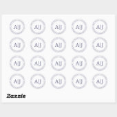 Chic Monogram Wedding Return Address Navy Blue Ronde Sticker (Vel)