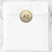 Chic Monogram Weduwkeeradres Gold Ronde Sticker (Tas)