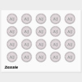 Chic Monogram Weduwkeeradres pastel Paars Ronde Sticker (Vel)