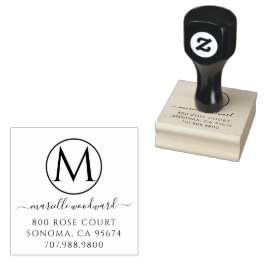 Chic Monogram White op zwart retouradres Rubberstempel