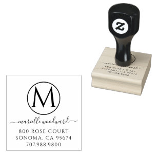 Chic Monogram White op zwart retouradres Rubberstempel