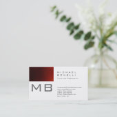 Chic Monogram White Red Stripe Visitekaartje (Staand voorkant)