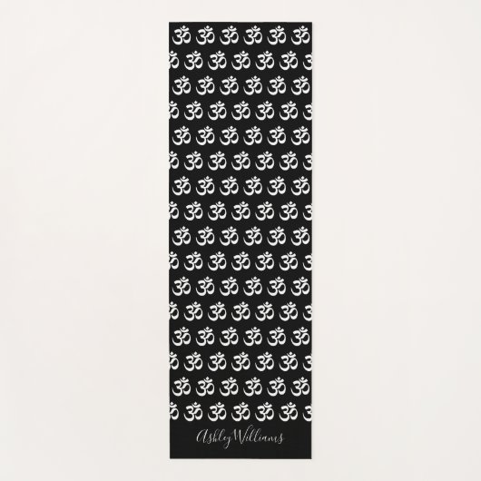 Chic Monogram Wit OM Symbool Patroon Zwart Yogamat (Voorkant)