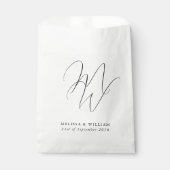Chic Monogram Witte Huwelijk Bedankzakje (Voorkant)