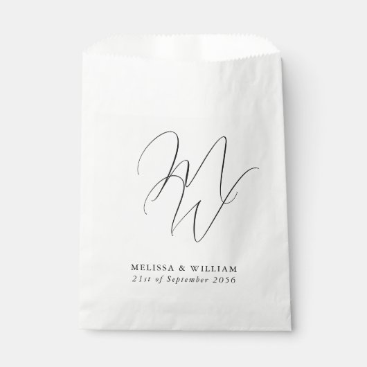 Chic Monogram Witte Huwelijk Bedankzakje (Voorkant)