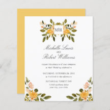 Chic Monogram Yellow Green floral Wedding
