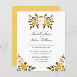 Chic Monogram Yellow Green floral Wedding