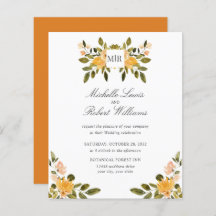 Chic Monogram Yellow Green floral Wedding