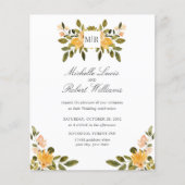 Chic Monogram Yellow Green floral Wedding (Voorkant)
