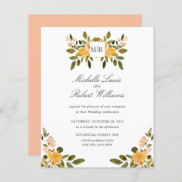 Chic Monogram Yellow Green floral Wedding