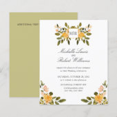 Chic Monogram Yellow Green floral Wedding (Voorkant / Achterkant)