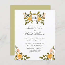 Chic Monogram Yellow Green floral Wedding