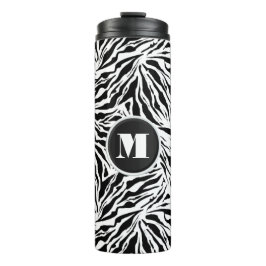 Chic Monogram Zebra Print Thermosbeker