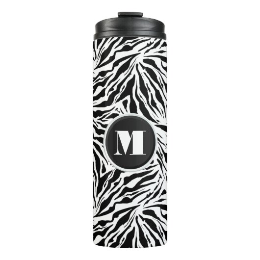 Chic Monogram Zebra Print Thermosbeker (Voorkant)