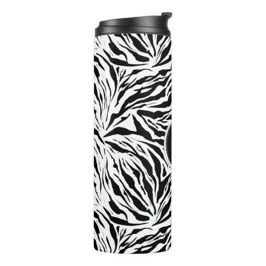 Chic Monogram Zebra Print Thermosbeker (Gedraaid links)