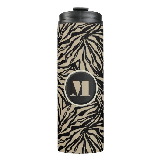 Chic Monogram Zebra Print Thermosbeker (Voorkant)