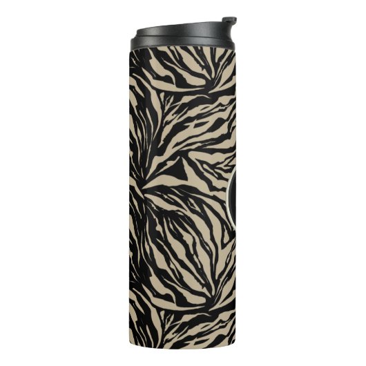 Chic Monogram Zebra Print Thermosbeker (Gedraaid links)
