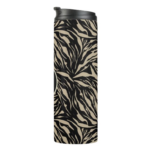 Chic Monogram Zebra Print Thermosbeker (Geroteerd rechts)