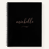 Chic Monogram Zwart Goud Schrift Notitieboek (Voorkant)
