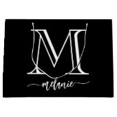 Chic Monogram zwart-wit - grote cadeautas (Voorkant)