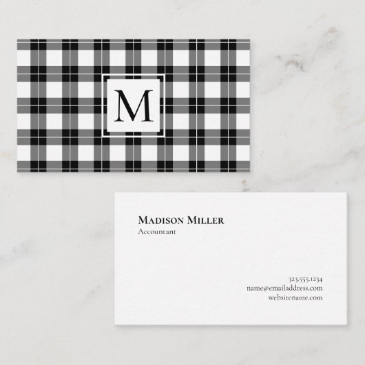 Chic Monogram Zwart-Wit Plakt Patroon Visitekaartje (Voorkant / Achterkant)