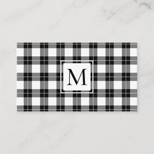 Chic Monogram Zwart-Wit Plakt Patroon Visitekaartje (Voorkant)