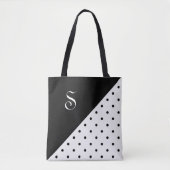 Chic Monogram Zwart Wit Polka Dot Geometrisch Tote Bag (Voorkant)