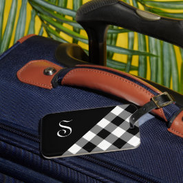 Chic Monogram zwart Witte Buffalo Controleer geome Bagagelabel