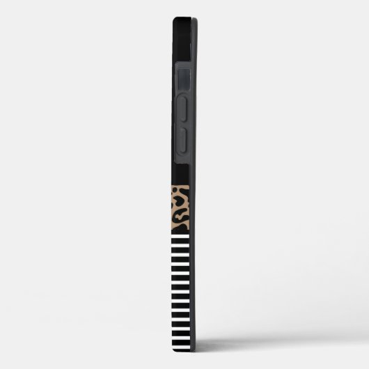 Chic Monogram zwarte Leopard Animal Print Case-Mate iPhone Case (Achterkant / Links)