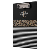 Chic Monogram zwarte Leopard Animal Print Klembord (Links)