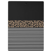 Chic Monogram zwarte Leopard Animal Print Klembord (Achterkant)