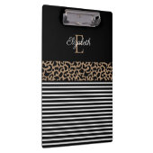 Chic Monogram zwarte Leopard Animal Print Klembord (Rechts)