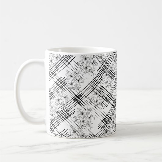 Chic Monogramed Flowers and stripes Koffiemok (Links)