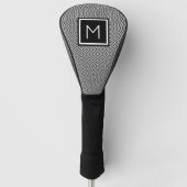 Chic Monogrammed Diamond Pattern Black White Golfheadcover (Voorkant)